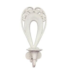 Vintage Syroco White Wall Sconce Candle Holder Hollywood Regency Scroll Decor